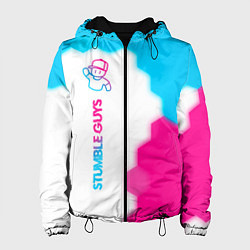Куртка с капюшоном женская Stumble Guys neon gradient style по-вертикали, цвет: 3D-черный