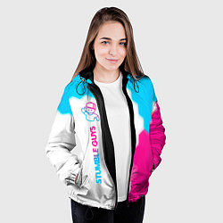 Куртка с капюшоном женская Stumble Guys neon gradient style по-вертикали, цвет: 3D-черный — фото 2