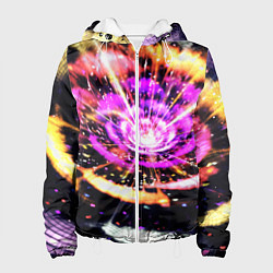 Куртка с капюшоном женская Оптический узор цветок, цвет: 3D-белый