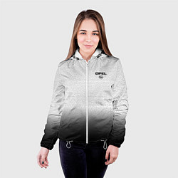 Куртка с капюшоном женская Opel с эмблемой градиент чёрно-белый, цвет: 3D-белый — фото 2
