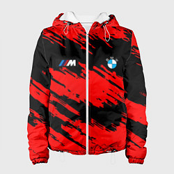 Куртка с капюшоном женская BMW красные краски текстура, цвет: 3D-белый
