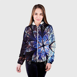 Куртка с капюшоном женская Фрактальный узора стекло, цвет: 3D-белый — фото 2