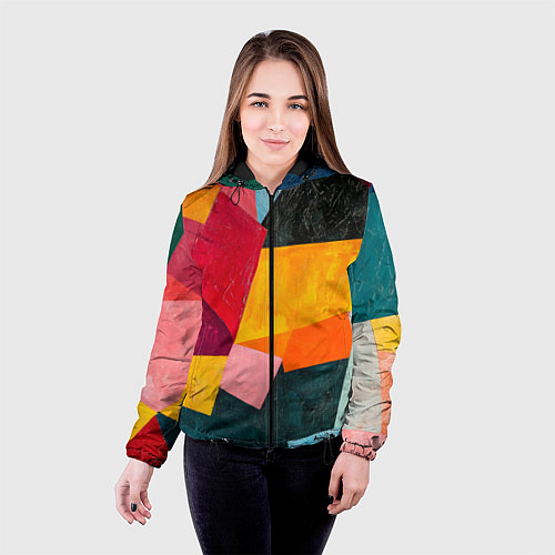 Женская куртка Геометрия мозайка / 3D-Черный – фото 4