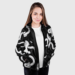 Куртка с капюшоном женская Черные и белые змеи, цвет: 3D-черный — фото 2