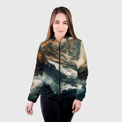 Женская куртка Иллюстрация хаоса в грубом стиле / 3D-Черный – фото 4