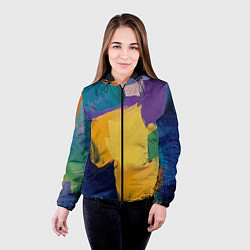 Куртка с капюшоном женская Мазки красок, цвет: 3D-черный — фото 2
