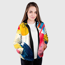 Куртка с капюшоном женская Абстрактные мазки красок, цвет: 3D-черный — фото 2