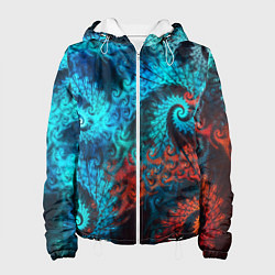 Куртка с капюшоном женская Оптическая абстракция узор, цвет: 3D-белый