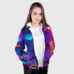 Куртка с капюшоном женская Трехмерные соты с эффектом неона, цвет: 3D-белый — фото 2