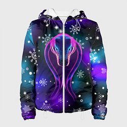 Куртка с капюшоном женская Космическая кобра, цвет: 3D-белый