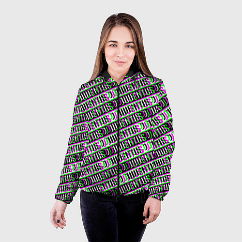 Женская куртка Juventus glitch pattern / 3D-Черный – фото 4