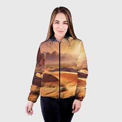 Куртка с капюшоном женская Закат в жаркой пустыне, цвет: 3D-черный — фото 2
