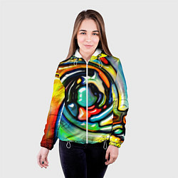 Куртка с капюшоном женская Акварельные краски мозаика, цвет: 3D-белый — фото 2
