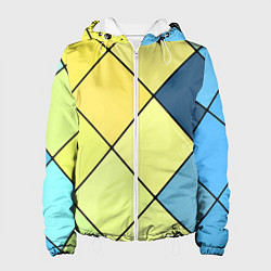 Куртка с капюшоном женская Геометрия линии клетка, цвет: 3D-белый