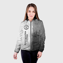 Куртка с капюшоном женская Manchester United - white gradient по-вертикали, цвет: 3D-черный — фото 2