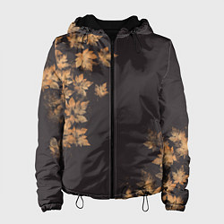 Куртка с капюшоном женская Осенние листья эффект, цвет: 3D-черный