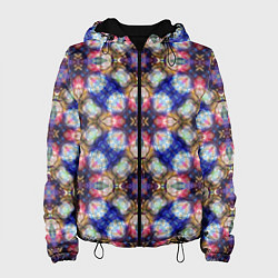 Куртка с капюшоном женская Пестрый калейдоскопический узор, цвет: 3D-черный