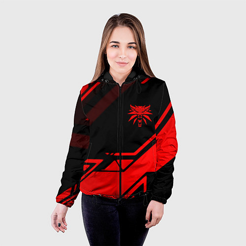 Женская куртка Ведьмак геометрия / 3D-Черный – фото 4