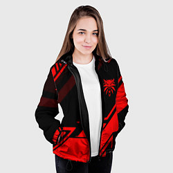 Куртка с капюшоном женская Ведьмак геометрия, цвет: 3D-черный — фото 2