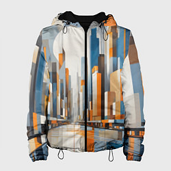 Куртка с капюшоном женская Архитектура город абстракция, цвет: 3D-черный