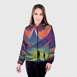 Куртка с капюшоном женская Фантастический красочный пейзаж, цвет: 3D-черный — фото 2