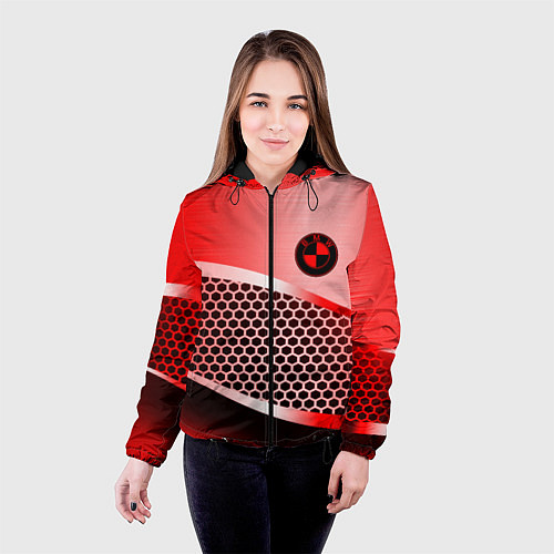 Женская куртка BMW carbon texture / 3D-Черный – фото 4
