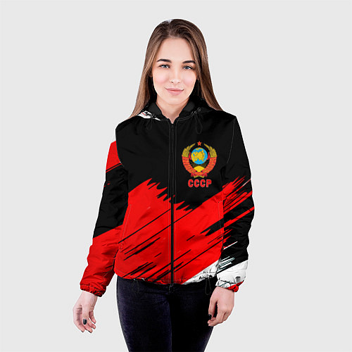 Женская куртка СССР краски абстрактные текстура / 3D-Черный – фото 4