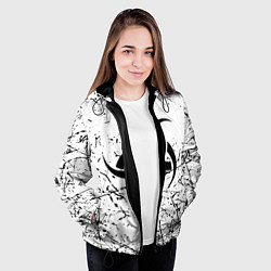 Куртка с капюшоном женская Символика славянская текстура, цвет: 3D-черный — фото 2