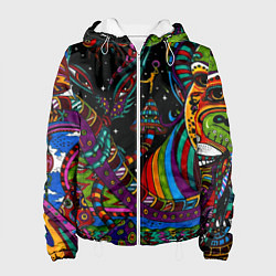 Куртка с капюшоном женская Оптический узор девушка, цвет: 3D-белый