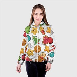 Куртка с капюшоном женская Новогодние сладости, цвет: 3D-белый — фото 2