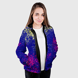 Куртка с капюшоном женская Брызги красок фильтр, цвет: 3D-черный — фото 2