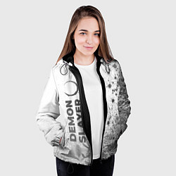 Куртка с капюшоном женская Demon Slayer - white gradient по-вертикали, цвет: 3D-черный — фото 2
