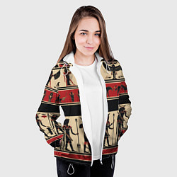 Куртка с капюшоном женская Египетский орнамент, цвет: 3D-белый — фото 2