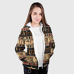Куртка с капюшоном женская Этнический орнамент Египет, цвет: 3D-белый — фото 2