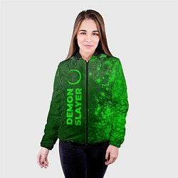 Куртка с капюшоном женская Demon Slayer - green gradient по-вертикали, цвет: 3D-черный — фото 2