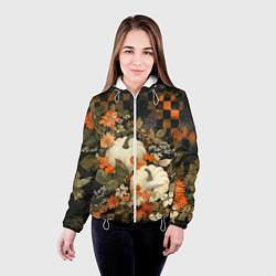 Куртка с капюшоном женская Бледные тыквы, цвет: 3D-белый — фото 2