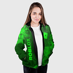Куртка с капюшоном женская Roblox - green gradient вертикально, цвет: 3D-черный — фото 2