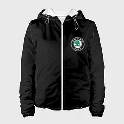Куртка с капюшоном женская Skoda logo auto, цвет: 3D-белый
