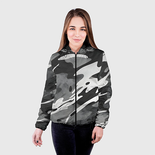 Женская куртка Черно белый камуфляж / 3D-Черный – фото 4