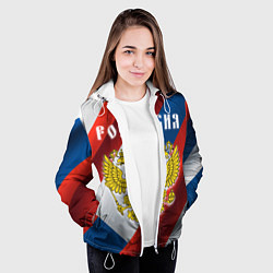 Куртка с капюшоном женская Цвета флага России, паттерн, цвет: 3D-белый — фото 2