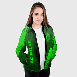 Куртка с капюшоном женская AC Milan - green gradient вертикально, цвет: 3D-черный — фото 2