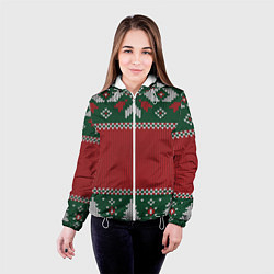Куртка с капюшоном женская Knitted Christmas Pattern, цвет: 3D-белый — фото 2
