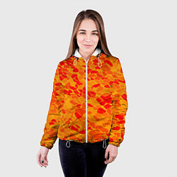 Куртка с капюшоном женская Красные плитки на жёлтом фоне, цвет: 3D-белый — фото 2