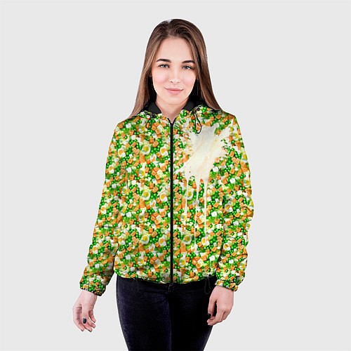 Женская куртка Салат Оливье с майонезом / 3D-Черный – фото 4