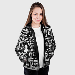 Куртка с капюшоном женская Бело-чёрная абстракция, цвет: 3D-черный — фото 2
