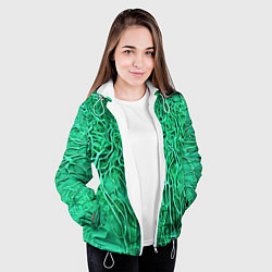 Куртка с капюшоном женская Зелёный симбионт абстракция, цвет: 3D-белый — фото 2