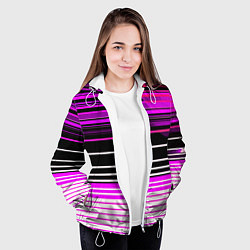 Куртка с капюшоном женская Разноцветные вертикальные линии, цвет: 3D-белый — фото 2