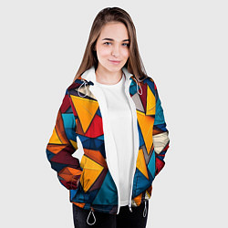 Куртка с капюшоном женская Разноцветные треугольники, цвет: 3D-белый — фото 2