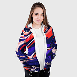 Куртка с капюшоном женская Абстракция разводов разноцветная, цвет: 3D-белый — фото 2