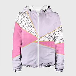 Куртка с капюшоном женская Геометрическая абстракция с треугольниками и пятни, цвет: 3D-белый